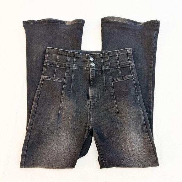 We the Free Flare Wide Leg Black Denim Jeans Size 28 - Picture 7 of 9